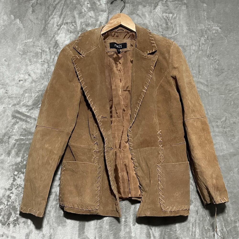 Vintage Rue21 Suede leather Western Jacket Womens Size M Camel Brown *PROJECT*
